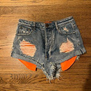 Signature8 Orange Pocket Denim Shorts